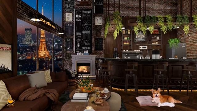 Зимняя ночная кофейня 4k - Расслабляющая кафе джазовая музыка для сна, работы, учебы #3 смотреть онлайн