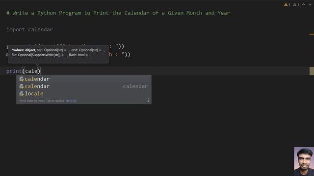 Write a Python Program to Print the Calendar of a Given Month and Year смотреть онлайн