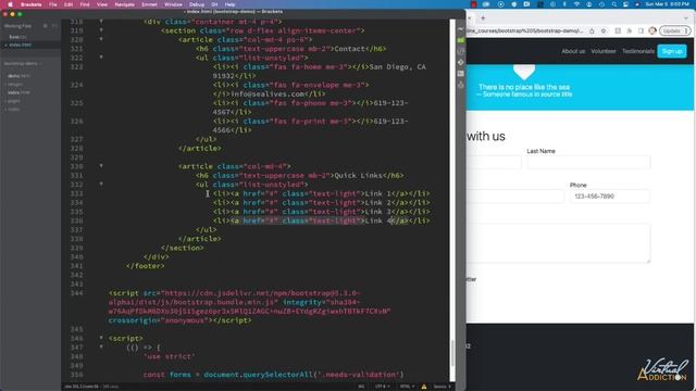 Bootstrap | Developing a fully functioning page part 7, custom webpage footer смотреть онлайн