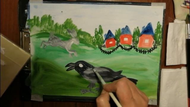 Как нарисовать сказку "Ворона и заяц" смотреть онлайн
