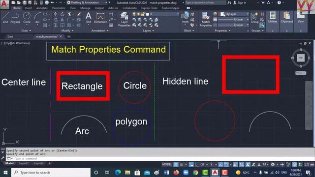 AutoCAD Match properties command смотреть онлайн