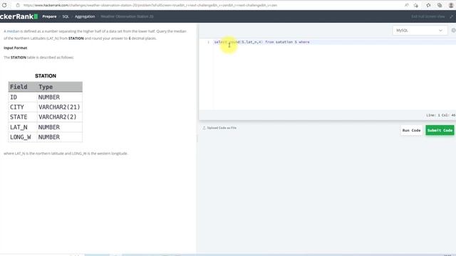 Hackerrank Weather Observation Station 20 solution | Start-Tech Academy смотреть онлайн