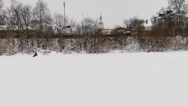 Прогулка на лыжах по реке Вологда, достопримечательности. смотреть онлайн