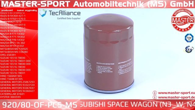 920/80-OF-PCS-MS | Oil Filter | Master-Sport-Automobiltechnik (MS) GmbH смотреть онлайн
