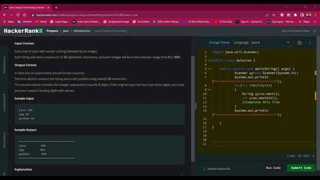 Java Output Formatting || NO COmmentary || HECKERRANK QUESTION SOLVE || JAVA смотреть онлайн