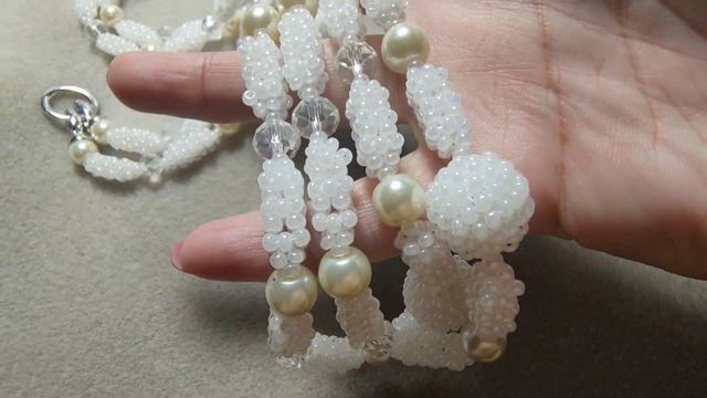 Лариат из бисера и жемчуга с ронделями. смотреть онлайн