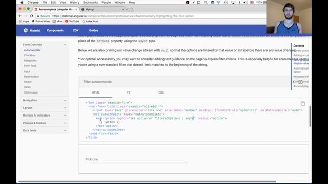 Angular Material Autocomplete смотреть онлайн