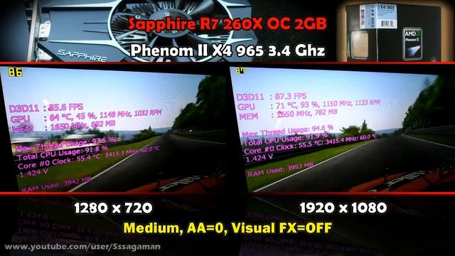 Project CARS - Phenom II X4 965 - R7 260X 2GB - 8GB - 720p / 1080p Test смотреть онлайн