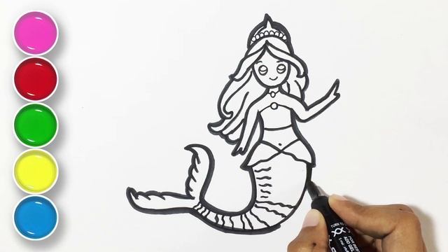 Mermaid Drawing and Coloring | How to Draw Mermaid Drawing and Coloring for kids | #54 смотреть онлайн