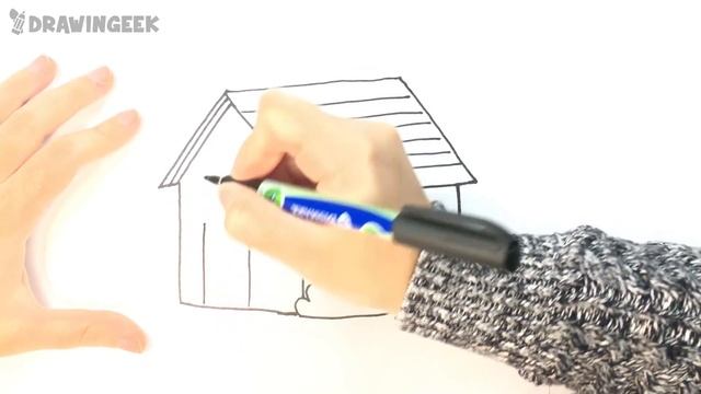 How to draw a House for Kids | Cottage House Easy Draw Tutorial смотреть онлайн