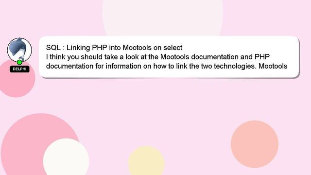 SQL : Linking PHP into Mootools on select смотреть онлайн
