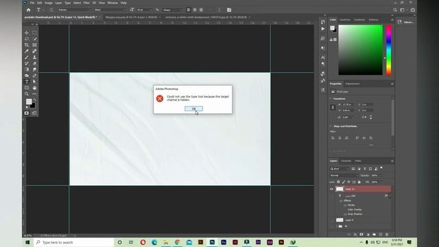 Could Not Use Move Tool Because The Target Channel Is Hidden In Photoshop - Solved!