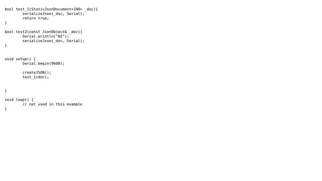 Arduino: ArduinoJSON v6 - Passing buffer as function parameter смотреть онлайн