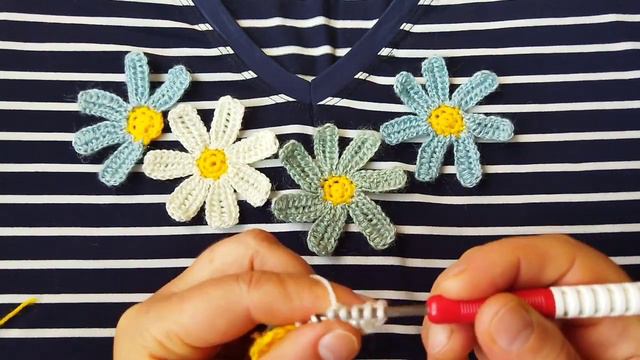 🌼Вяжем ромашку крючком!🌼Тунисское вязание!🌼 смотреть онлайн