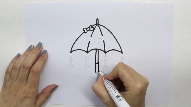 How to draw a cute umbrella step by step смотреть онлайн
