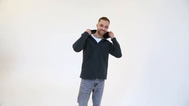 Тёмно-серая мужская кофта с ушками летучей мыши из флиса смотреть онлайн