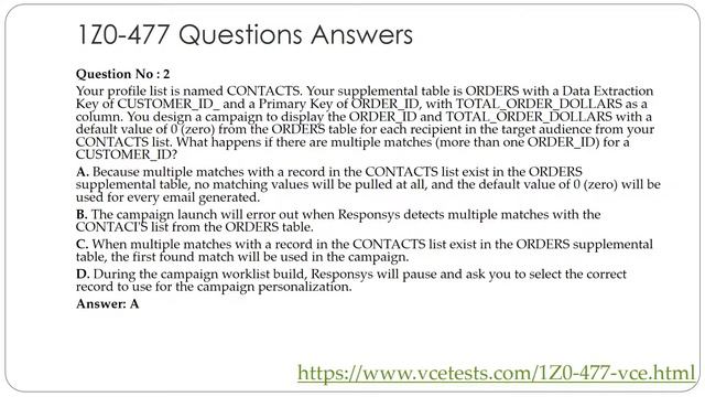 New 1Z0-477 Exam Questions Answers with Oracle 1Z0-477 VCE Test Dumps смотреть онлайн