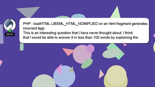 PHP : loadHTML LIBXML_HTML_NOIMPLIED on an html fragment generates incorrect tags смотреть онлайн