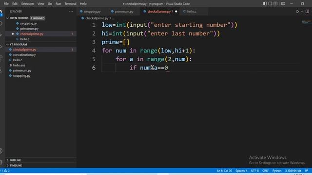 program to generate list of prime numbers in a given range in python смотреть онлайн