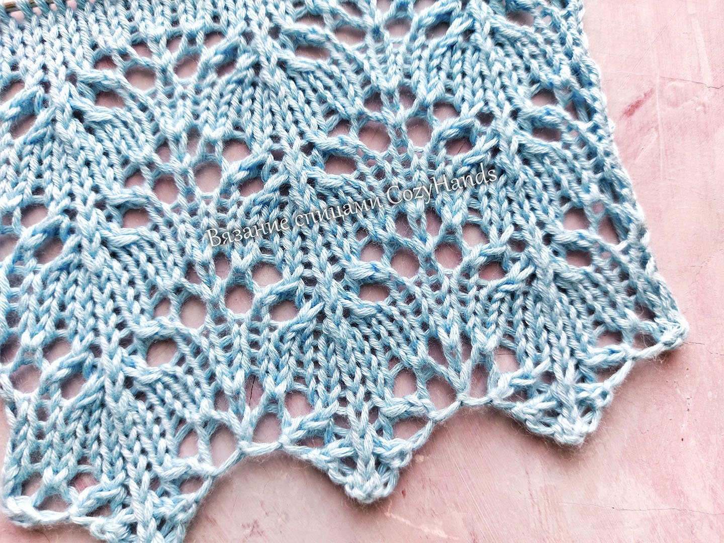 Очень простой и легкий ажурный узор спицами для вязания палантина, джемпера смотреть онлайн