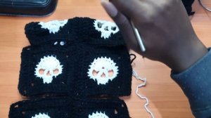 Halloween crochet cardigan | ghostober crochet cardigan | crochet skull granny square cardigan