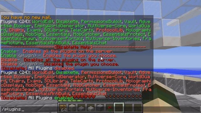 Minecraft Bukkit Plugin - Disable me - Disable plugins with simple commands смотреть онлайн
