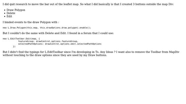 GIS: How to replace the leaflet-draw toolbar by buttons outside the mapDiv? смотреть онлайн