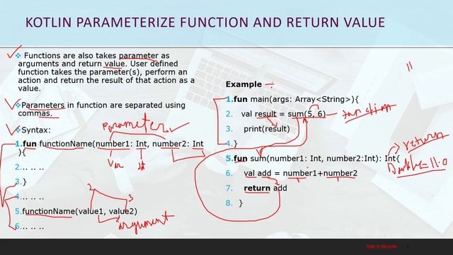 #5.2 Parameterize and return value Function in kotlin /kotlin tutorial by point of education смотреть онлайн