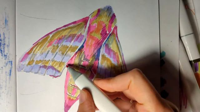 Рисунок маркерами. Винный бражник