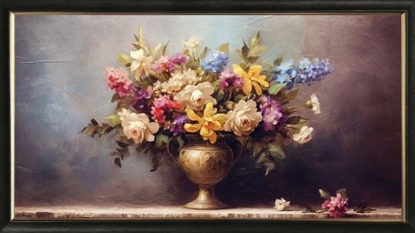 TV ART SCREENSAVER - Rustic Floral Framed 4k Vintage Art - 5 hours