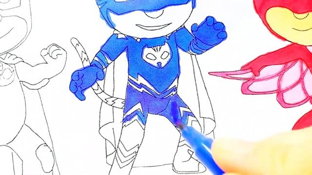 PJ Masks Owlette, Gekko and Catboy Coloring Pages смотреть онлайн