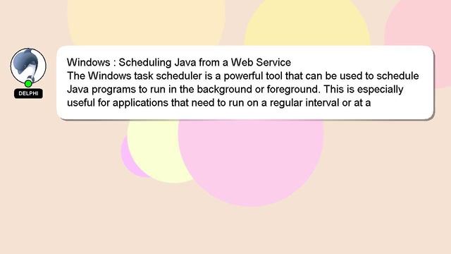 Windows : Scheduling Java from a Web Service смотреть онлайн