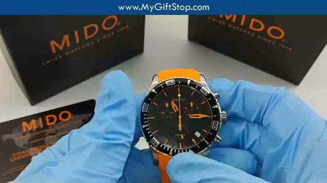 Mido M0114171705190 Ocean Star Chronograph Men's Orange Strap Watch Video смотреть онлайн