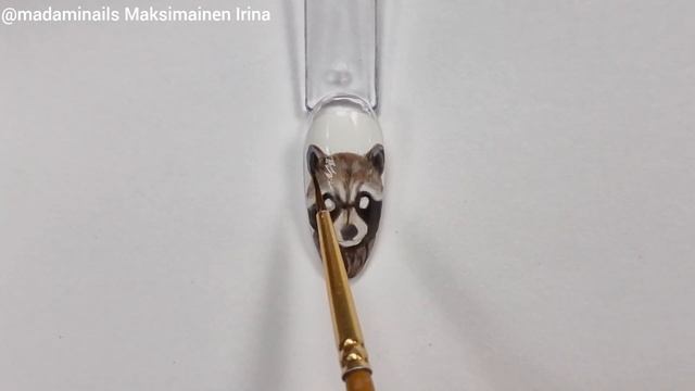 How to draw a raccoon with gel polish. Животные в дизайне ногтей. Енот на ногтях #nailart смотреть онлайн