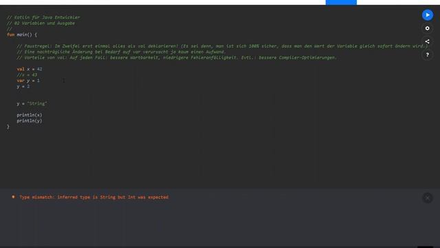 Kompaktes Kotlin Tutorial für Java Entwickler: 02 Variablen und Ausgabe смотреть онлайн