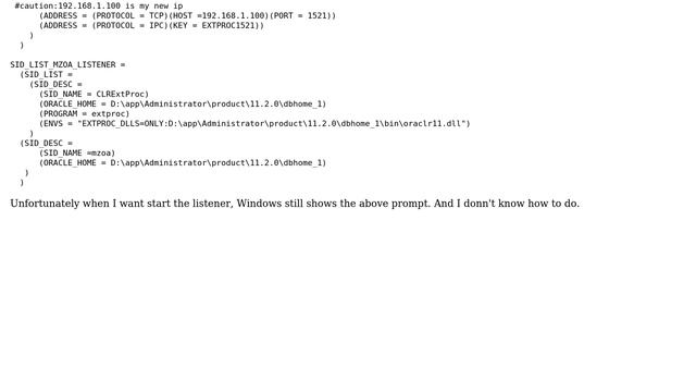 Databases: How to start Oracle database's listener service after a change in the IP address? смотреть онлайн