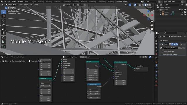Blender Tutorial - Geometry Nodes - Mesh line node based abstract art смотреть онлайн