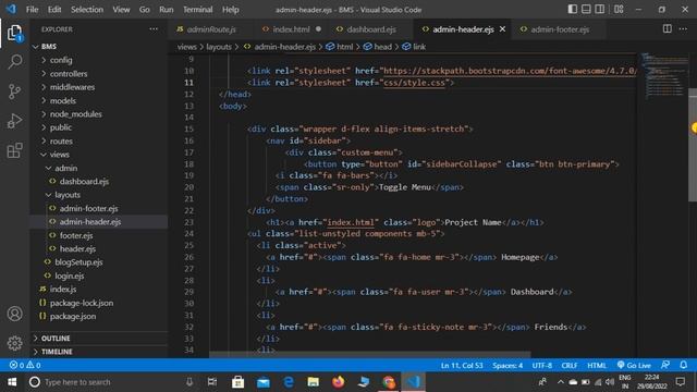Blog Management System #6 - Integrate Template for Admin Dashboard in Node, Express JS & MongoDB смотреть онлайн