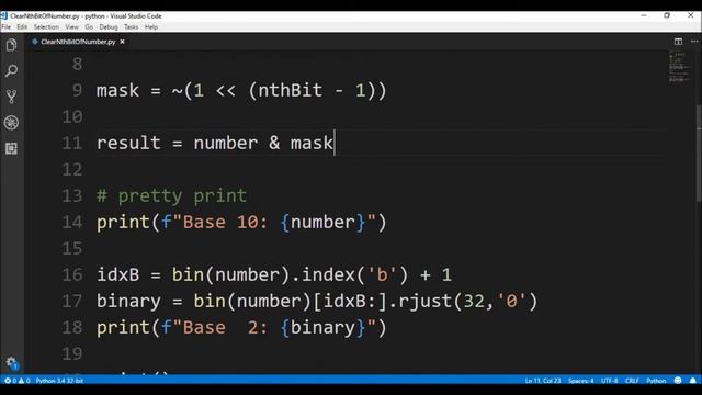 bitwise op clear nth bit in python ? смотреть онлайн