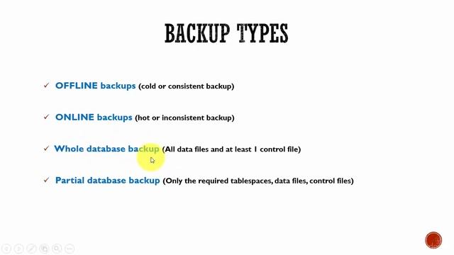 104 Oracle DBA Complete Tutorial - RMAN Backup Types смотреть онлайн