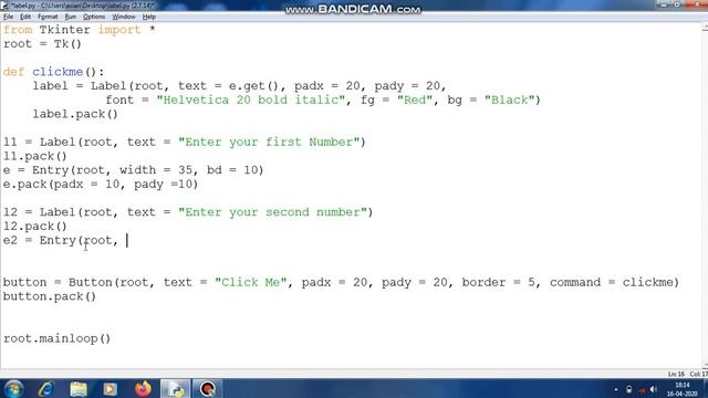How to add two number in Python tkinter with the help of entry field (Tutorial 5) смотреть онлайн