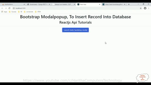 ReactJS Bootstrap Modal Popup Insert Post API jsx Component смотреть онлайн