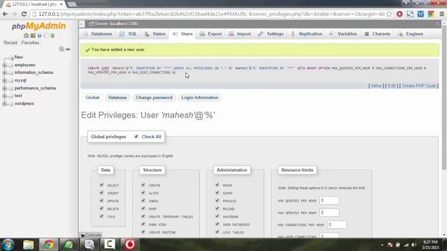 phpmyadmin Users and Privileges смотреть онлайн