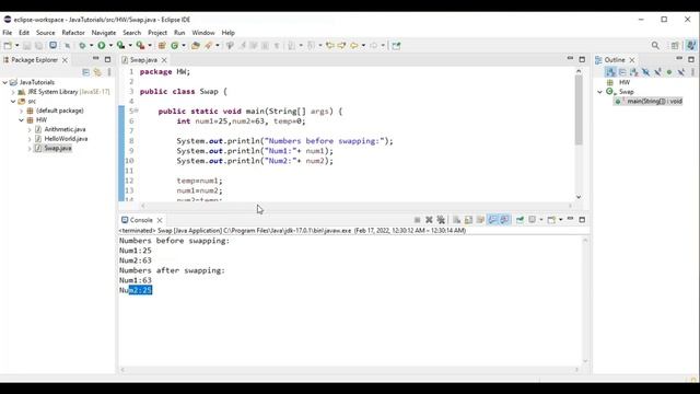 Swapping in Java | Swapping two numbers in Java | Eclipse IDE смотреть онлайн