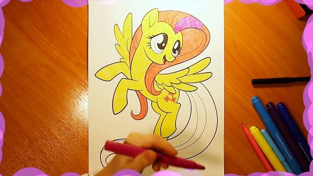 КАК НАРИСОВАТЬ ФЛАТТЕРШАЙ из Май Литл Пони | Раскраски Пони для Детей | Coloring Fluttershy Pony ML смотреть онлайн