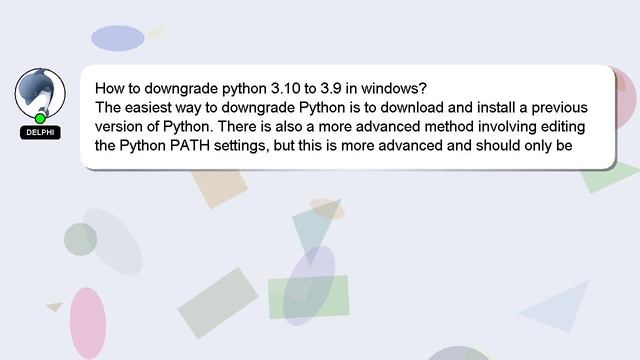 How to downgrade python 310 to 39 in windows? смотреть онлайн