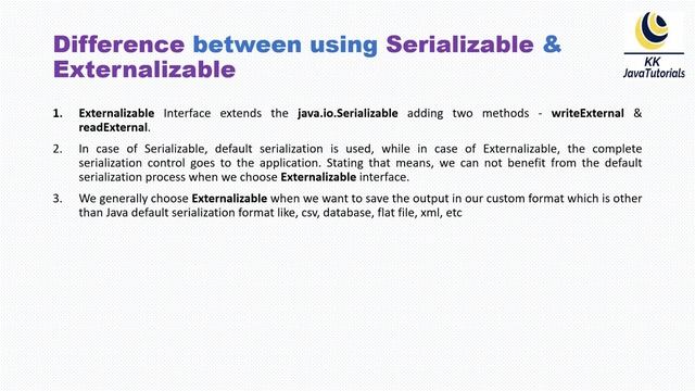 What is difference between using Serializable & Externalizable Interfaces in Java ? смотреть онлайн
