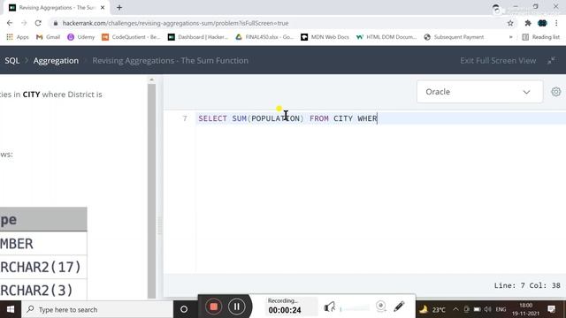 REVISING AGGREGATION - THE SUM FUNCTION || HACKERRANK SOLUTION || SQL || IN ORACLE смотреть онлайн
