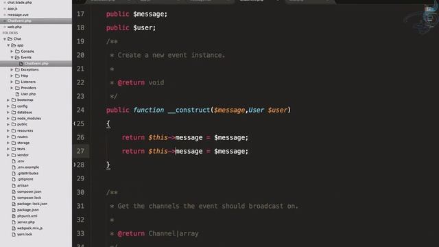 Real Time Chat With Laravel Broadcast, Pusher and Vuejs | Create an Event to Broadcast #5 смотреть онлайн