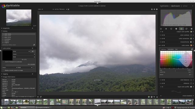 Облака, горы. Коррекция фотографии в программе Darktable. смотреть онлайн